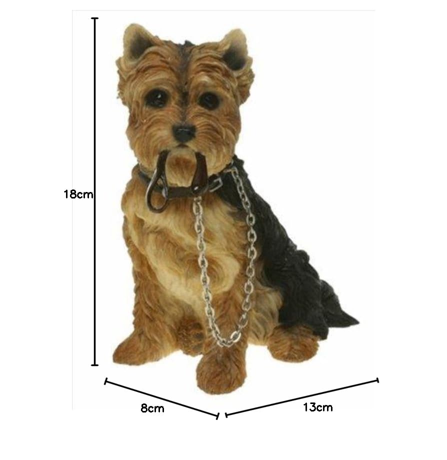 Lebensechte Yorkshire-Terrier-Statue Aus Harz – Handbemalt & Wetterfest