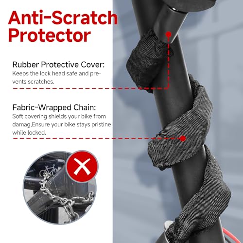 Heavy Duty Scooter Lock - 8mm Anti-Theft Chain Lock with 3 Keys, 94cm Weatherproof Security Lock for Electric Scooters, Bikes, Motorcycles - Image 6