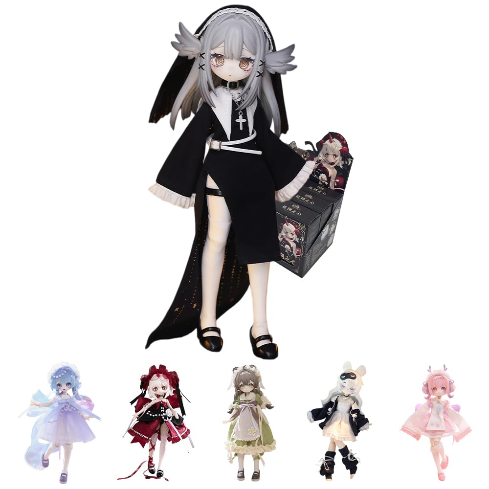 niannyyhouse BJD Blind Box Figuren, Maßstab 1:12, Heart of Creation Serie, Ball Jointed Doll with Clothes, Action Figure Collectable (6PCs)