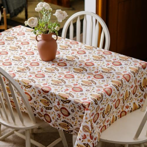 Image of THE YARD HOUSE Wipeable & Anti-Slip Cotton Table Cover for Family Dining, Party. Protects Against Spills, Scratches, Damages (Cappadocia Clay, 60 x 90 inch (Rectangle))