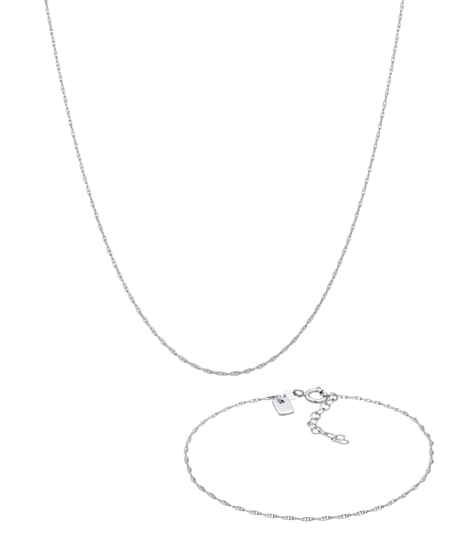 Kuzzoi Collana da uomo in argento 925, con bracciale in argento sterling 925, set di gioielli Basic per l'uomo (55 cm), bracciale da uomo (18 + 3 cm), Argento sterling