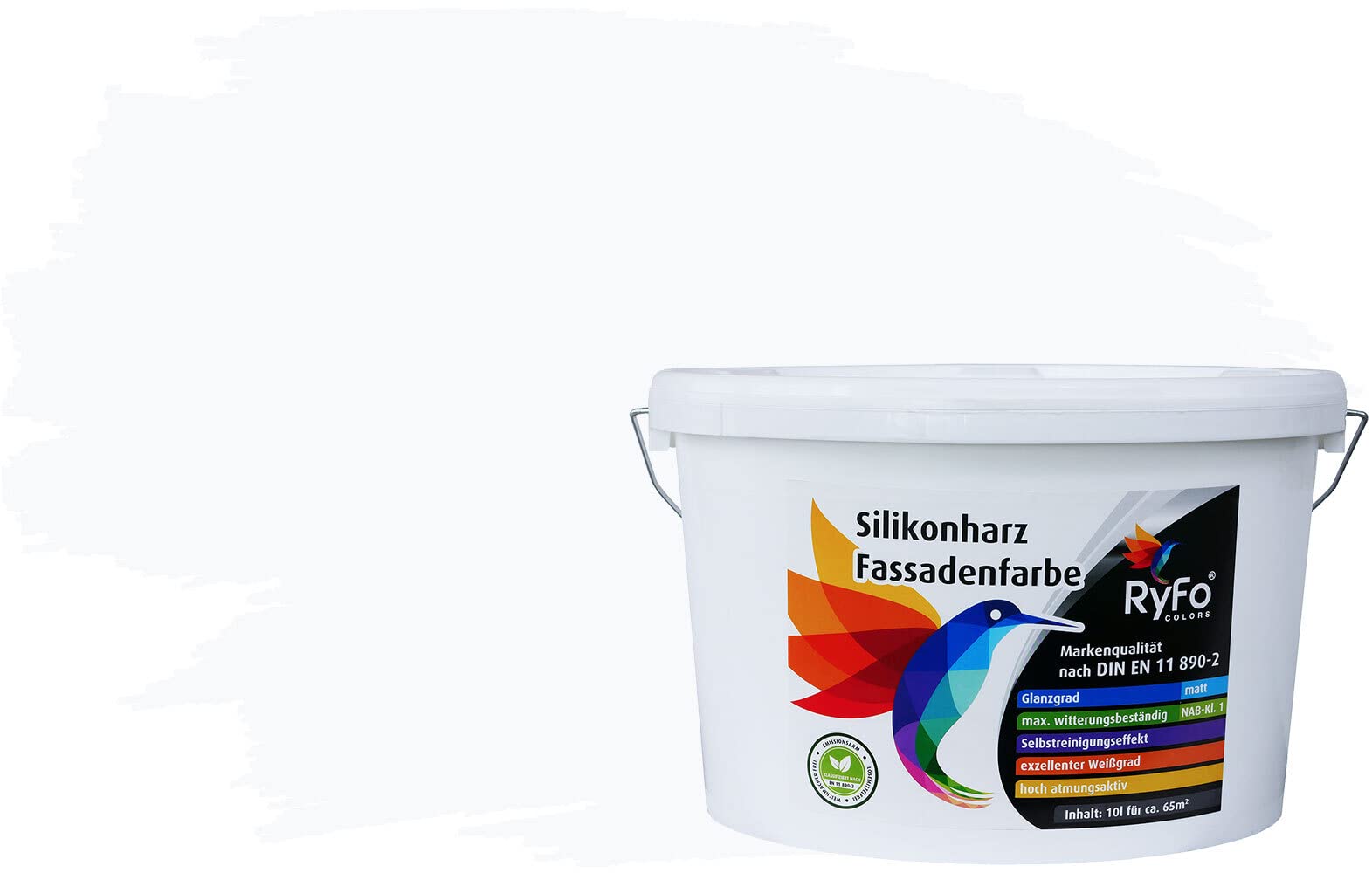 RyFo Colors Silikonharz Fassadenfarbe Lotuseffekt Signalweiß 10l Deckkraft Klasse 1