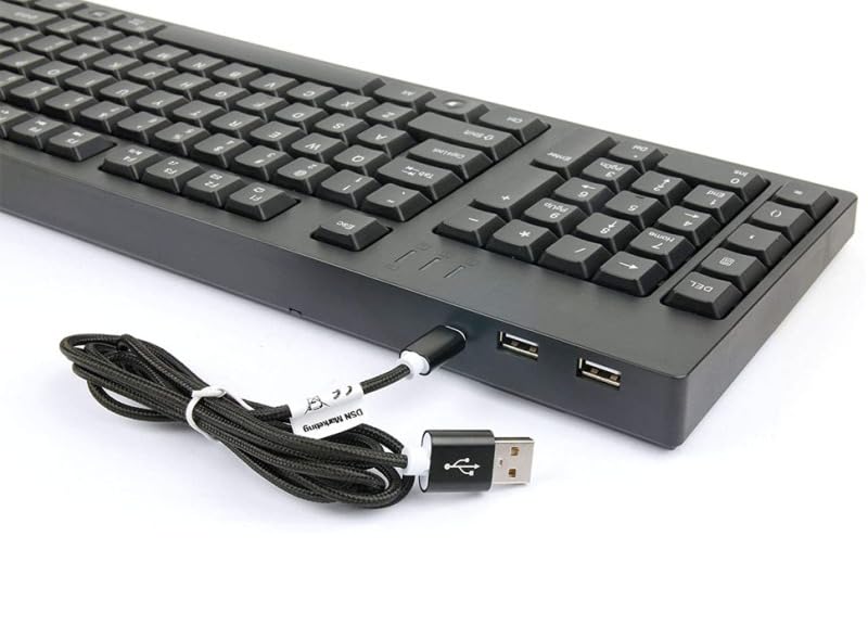 Genérico Teclado para Zurdos, Teclado con Cable Ultrafino con 2 Puertos USB para Ordenador portátil Notebook