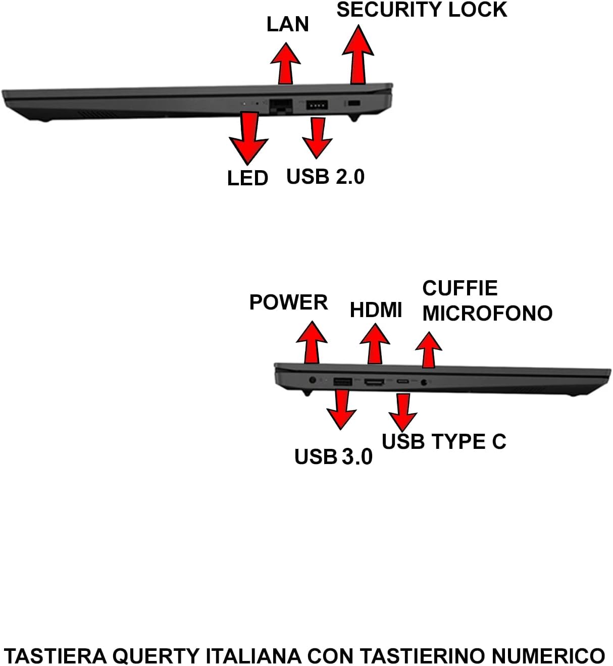 Notebook Portatile Lenovo N4500 Fino 2,8GHz Display 15.6 FHd, Ssd M.2 256Gb, Ram 8Gb Ddr4, Hdmi, Wifi, Bluetooth, Usb3.0, Windows 11 Pro, Open Office, Garanzia 2 Anni