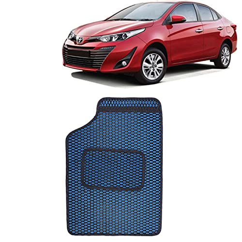 Image of Kingsway Dotted Design Car Floor Foot Mats Universal Fit for Toyota Yaris, Model Year : 2018 Onwards, Water and Dustproof, Color Blue, Set of 5 Pieces