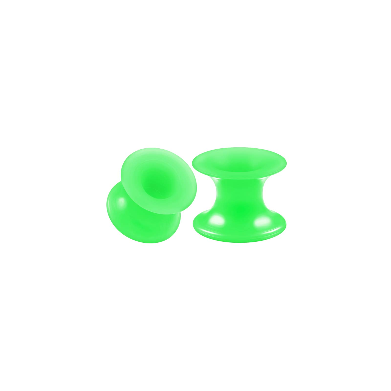 BIG GAUGESBIG GAUGES Pair of Green Silicone Double Flared Saddle Piercing Jewelry Stretcher Ear Earring Lobe Flesh Tunnel Plugs