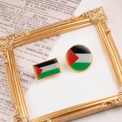 Image of LAXPICOL American Flag Brooch Pin Palestine Flag Broach Hat Pin