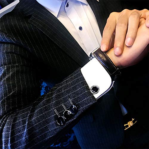 Bagtu Crystal Galaxy Cufflinks And Tie Clip Set With Gift Box And Greeting Card, Round Dark Blue Cufflinks And Tie Clip Gift Set For Men #TOP2