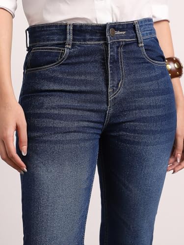 Image of Urbano Fashion Women's Mid Rise Bootcut Washed Jeans Stretchable