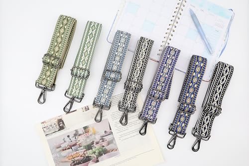 Image of LEMEDE Purse Strap Adjustable Replacement Crossbody Bag Straps Retro Jacquard Embroidery Shoulder Straps for Shoulder Bag