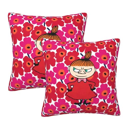 Asamike クッションカバー 45 × 45cm 2枚セット 北欧のおとぎ話 妖精 リトルミイ おしゃれ 装飾枕カバー 座布団カバー ピロケース ソファ背当て 抱き枕カバー 柔らかい 手触り良く 洗える カジュアル 車 部屋 インテリア飾り CXA13