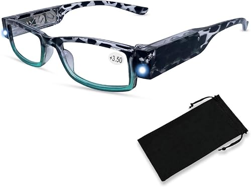 Miniatura 10 de Gafas de lectura con luz LED brillante para lectores con luces, lupa iluminada, lector nocturno, lentes compactos de marco completo, visión clara,