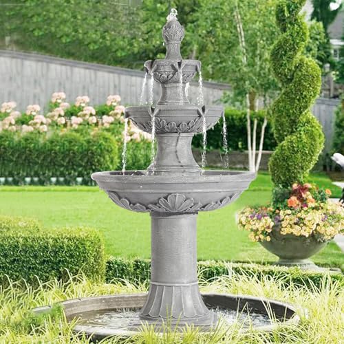Dephet Italian Outdoor Water Fountains Garden Decor - 48.4''H Fountains and Waterfalls Outside, Large Cascading Indoor Floor-Standing Resin Bubbler Fountain Features W/Pump for Patio and Yard