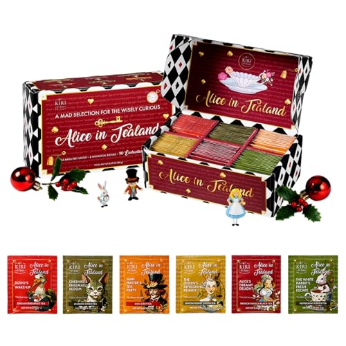 Alice’s Adventures in Wonderland Tea Gift Set – 90 Count Literary Tea Bags Variety Pack with Book Quotes and Illustrations | Alice in Tealand Collection | 6 Whimsical Inspired Flavors Teas Gift Set