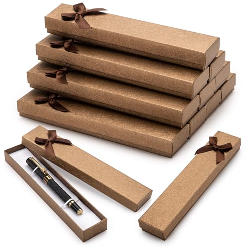 Udefineit 12PCS Empty Pen Presentation Box, Ink Pen Display Boxes Bulk, Brown Cardboard Pen Case, Ballpoint Fountain Pen Jewelry Display Box, Gift Collection Case for Classroom Office Birthday Holiday