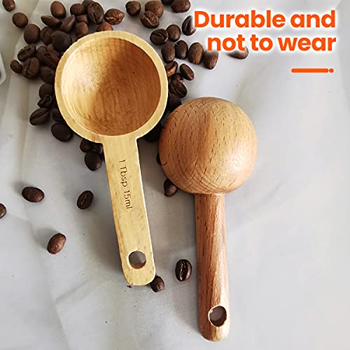 Mess Löffel, Kaffeelöffel aus Holz in Walnuss, Kaffeelöffel aus Holz zum Messen von Kaffeebohnen, gemahlenen Bohnen oder Tee, Küchenzubehör für zu Hause Kaffeeportionierer - 1 Tbsp, 15ml