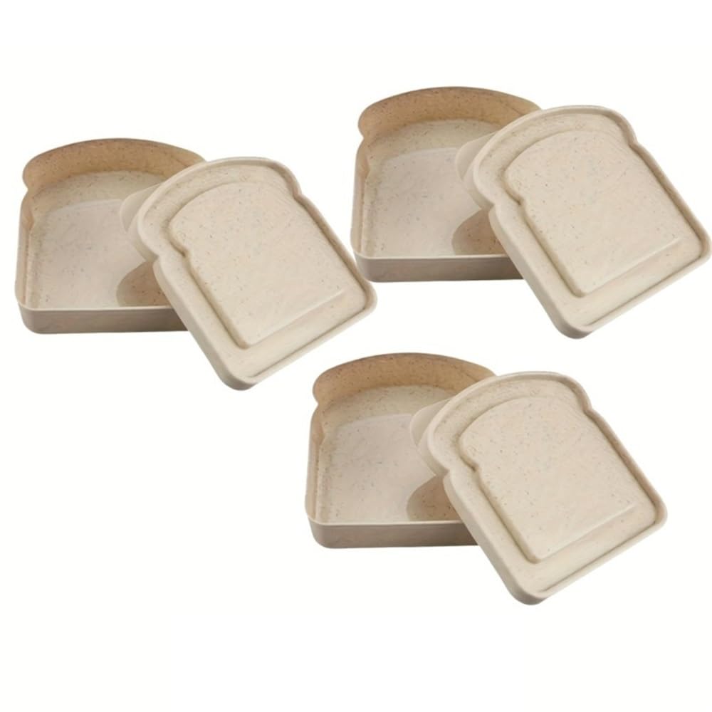 Missffcat 3pcs Portable Silicone Lunch Box – Reusable Sandwich Container with Lid for Office & Picnic(Beige 3pcs)