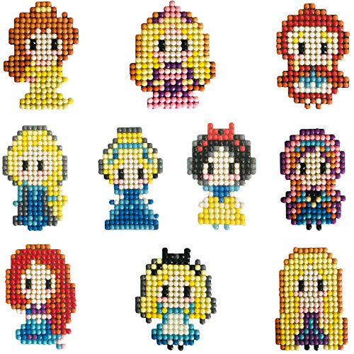 ZKSM 10 Pcs Kits de Pintura con Bricolaje de Diamante para niños Kits Dotz de Diamante Pintar por números Diamantes 5D Pegatinas de Rompecabezas de Diamantes (Princesa) u0085