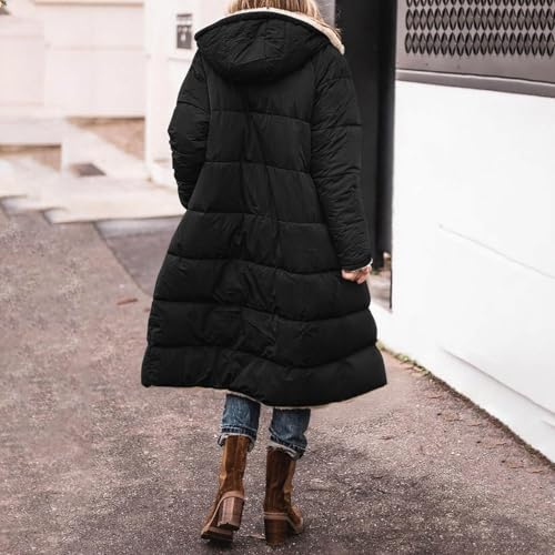 Long Puffer Coat Women Reversible Shearling Fleece Oversized Winter Jackets Fashion Hooded Outerwear with Pockets2