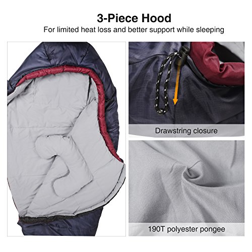 Bolsa de dormir mummy REDCAMP para mochila, ligera y portátil, para camping y senderismo para adultos, azul marino miniatura 5