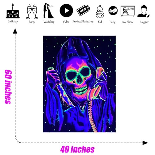 Jhdstore Blacklight Scary Horror Tapestry Blacklight Horror Face Tapestry Uv Reactive Tapestries Wall Hanging Glow In The Dark Party Backdrop Tapestry For Bedroom Living Room 60 Inch X 40 Inch thumb #5