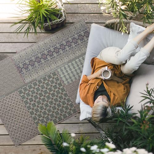 Tapis d'extérieur résistant à la décoloration et imperméable pour porche rectangle