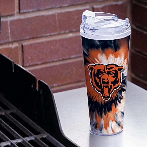 Image of Rico Industries NFL Football Glitter 24oz Acrylic Glitter Tumbler with Hinged Lid, Officially Licensed Double Wall Tumbler with Straw