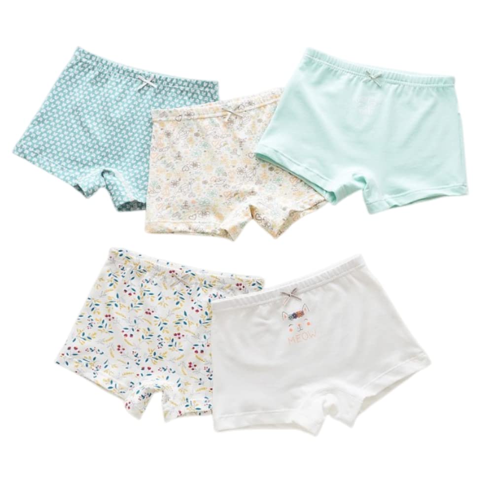 FEIFEI'S BOW 5 Pack Girls Kids Unicorn Briefs Pants Knickers Underwear Pure Soft Cotton Gift Set (Cat 4-5y)