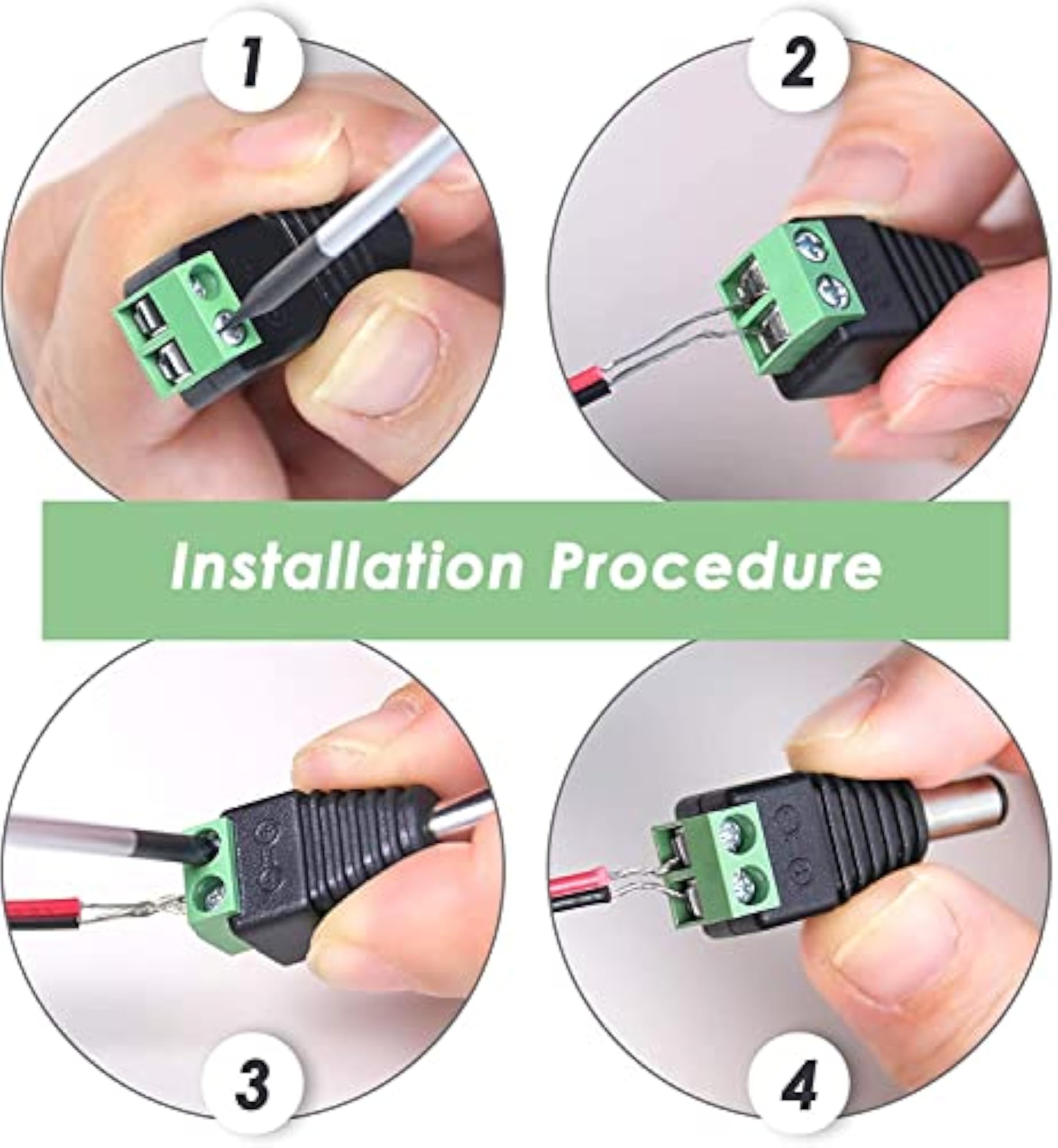 2 Pair DC Power Jack Plug Adapter Connector