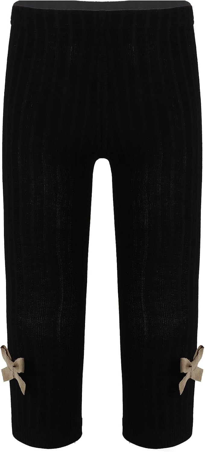 Kaerm Toddler Baby Girls Tights Bowknot Decor Sides Cable Knit Leggings Soft Cotton Stockings Pantyhose