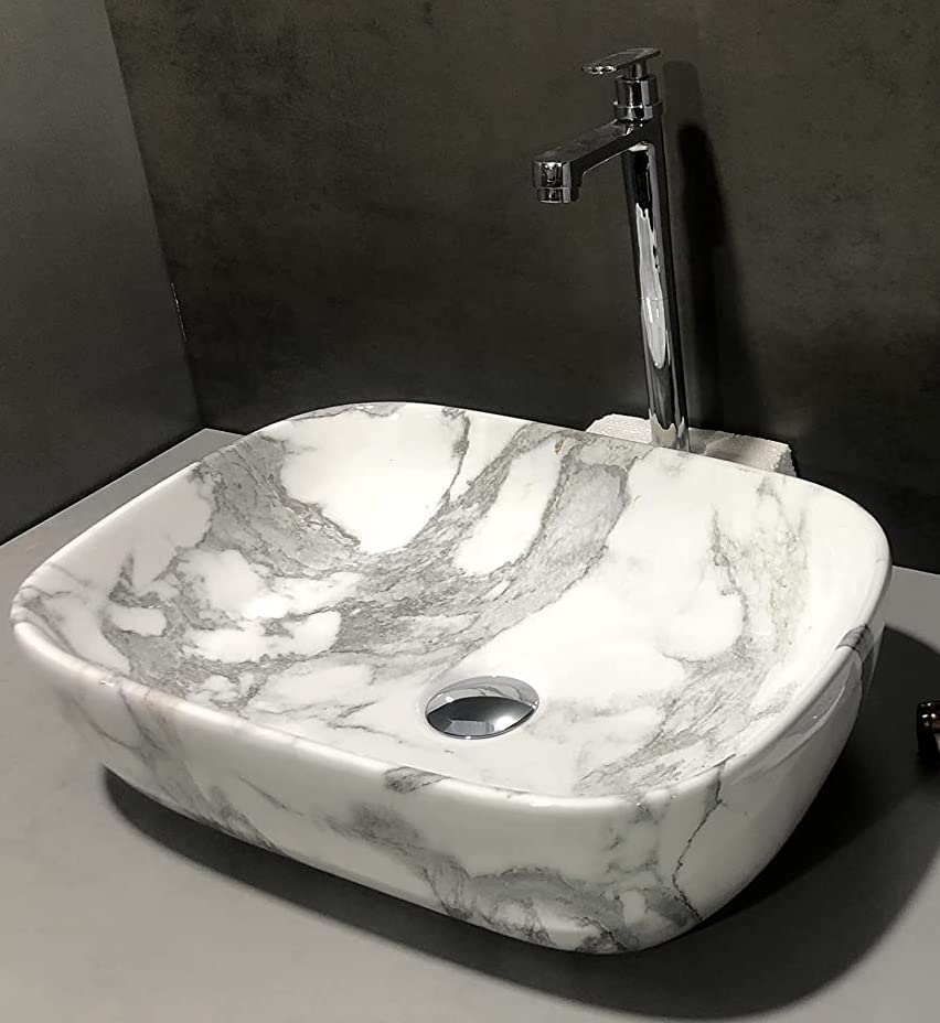 Bherunath Ceramic Table Top Counter Top Wash Basin Vessel Sink Bathroom Sink Art Basin For Bathroom & Living Room 18 X 13X 5 Inches (Design-VT-12) (B0BW61SS2P) Amazon Price History, Amazon Price Tracker