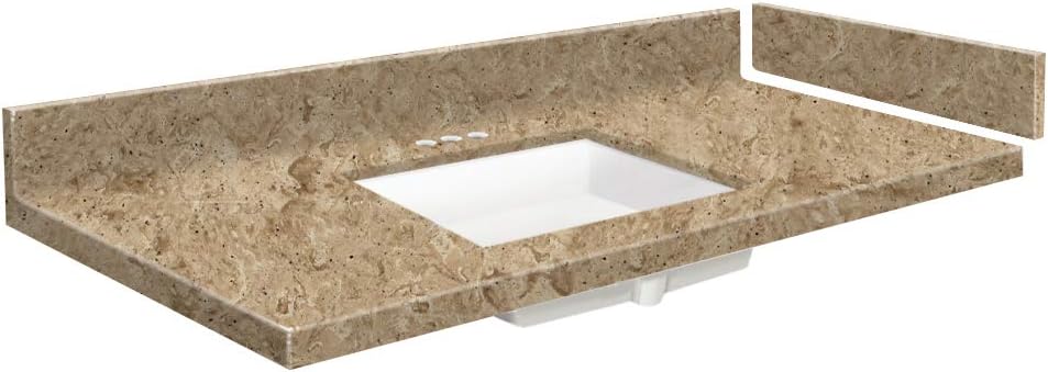 Transolid VT28.5x22-1KU-94-A-W-4 Solid Surface Vanity Top with 4 in. Centerset and Rectangular Undermount Sink, 28.5" L x 22.25" D, Sand Mountain