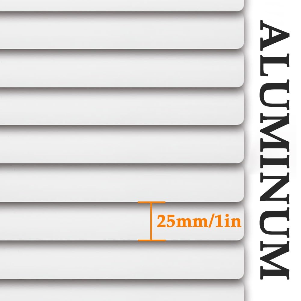 Veneziana in Alluminio Per Finestre, senza foratura, protezione da luce e sole Veneziane, Lamella da 25mm Alluminio Persiane, Orizzontali Tende per Casa Ufficio Bagno(Bianco)