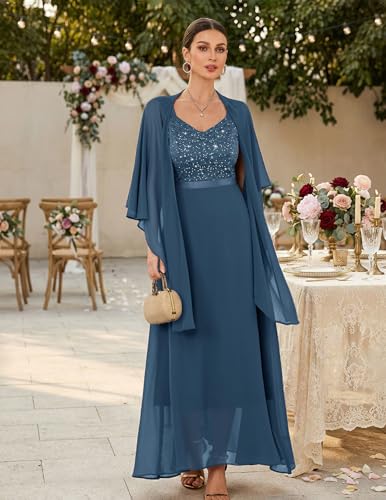 Image of BeryLove Summer Formal Wedding Guest Prom Dresses Sequin Cocktail Evening Lace Elegant Mother of The Bride Dress