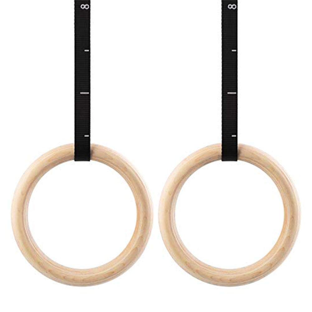 Cokeymove Gym Rings, Wooden Gymnastic Rings Fitness Heavy Duty Gym Training Ring Equipment for Cross-Training Workout, Body Strength Training,Pull Ups and Dips,28 mm /32 mm