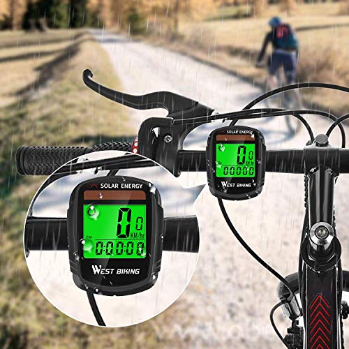 Bicycle Pedometer Odometer Solar Power Speedometer, Bike Wireless Waterproof Cycling Computer, Biking Accessories with LCD Display Auto Wake-up Motion Sensor & Multi-Functions (Renewed) - Thumbnail 6