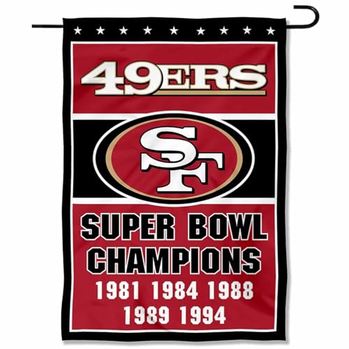 WinCraft 49ers 5 Time Super Bowl Champions Double Sided Garden Flag