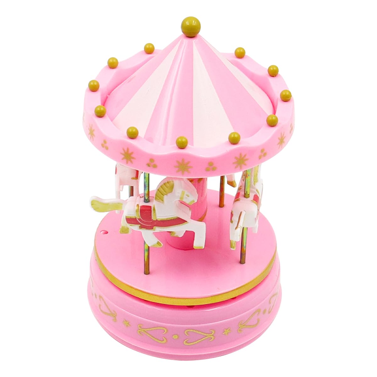 Caja de música con diseño de carrusel clásico Rosa, Caja de música giratoria, melodía Ligera Artware