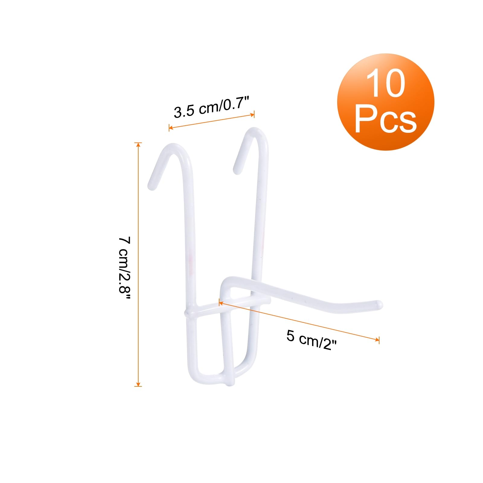 sourcing map Lot de 10 crochets muraux de 5,1 cm pour magasins de détail, bureau à domicile, garage, blanc