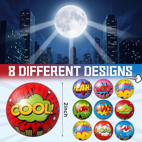 Image of 30 Pcs 2 Inch Hero Party Favors Stress Balls Hero Soft Foam Squeeze Ball Sensory Fidget Toy Gift for Kid Heroes Birthday Party Supplies, Girl Boy Gift, Finger Exercise
