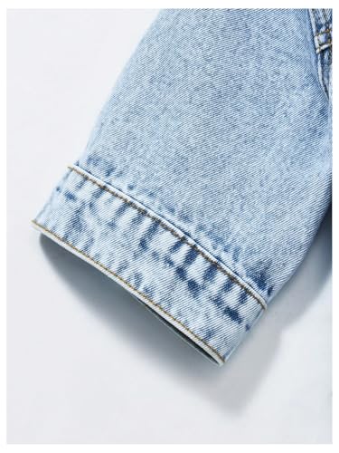 Girl's Denim Jacket Button Down Short Sleeve Collared Jean Jacket Outerwear4