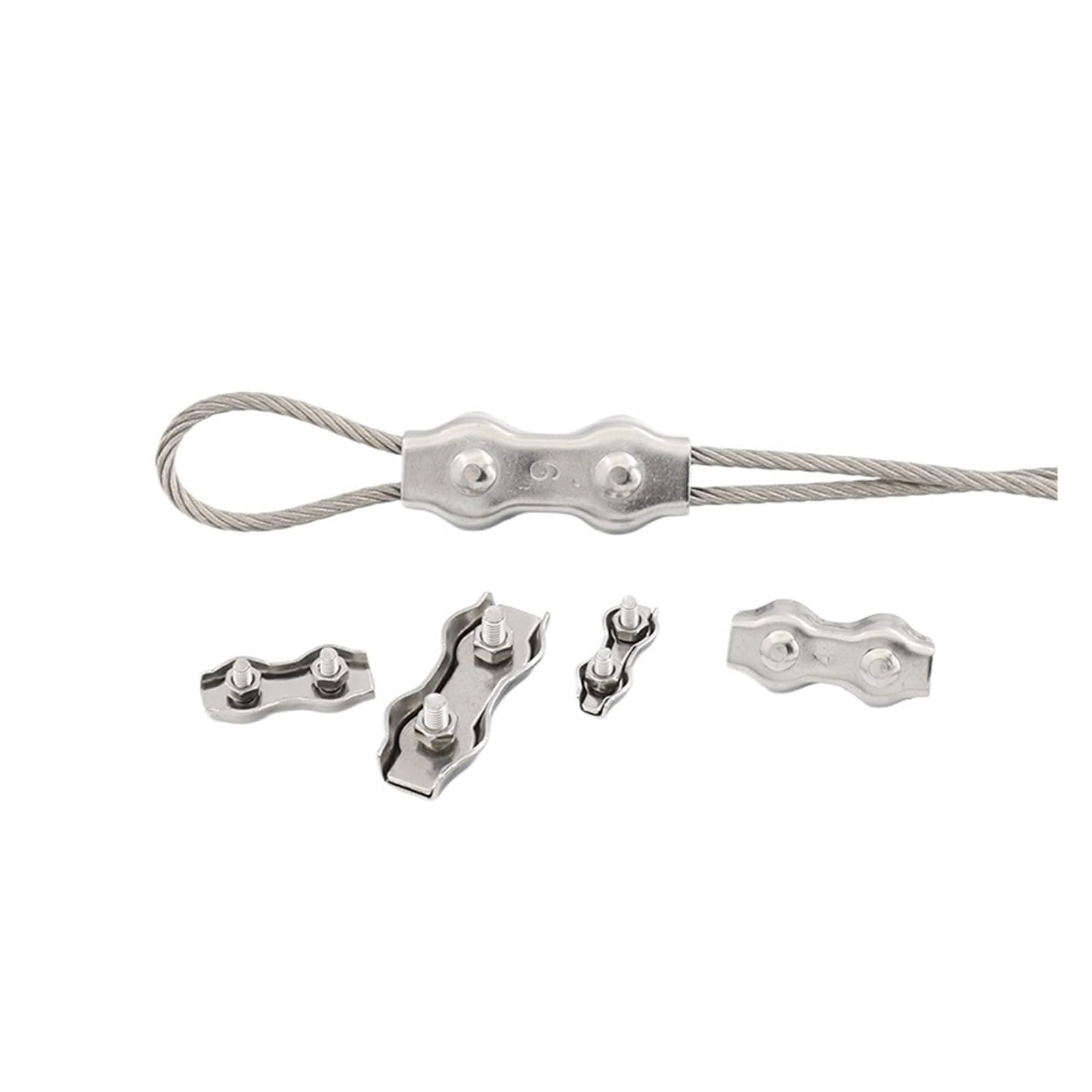Clip di corda a filo pesante in acciaio inossidabi Morsetti for cavi a doppia impugnatura con fune metallica in acciaio inossidabile 304(5mm 2pcs)