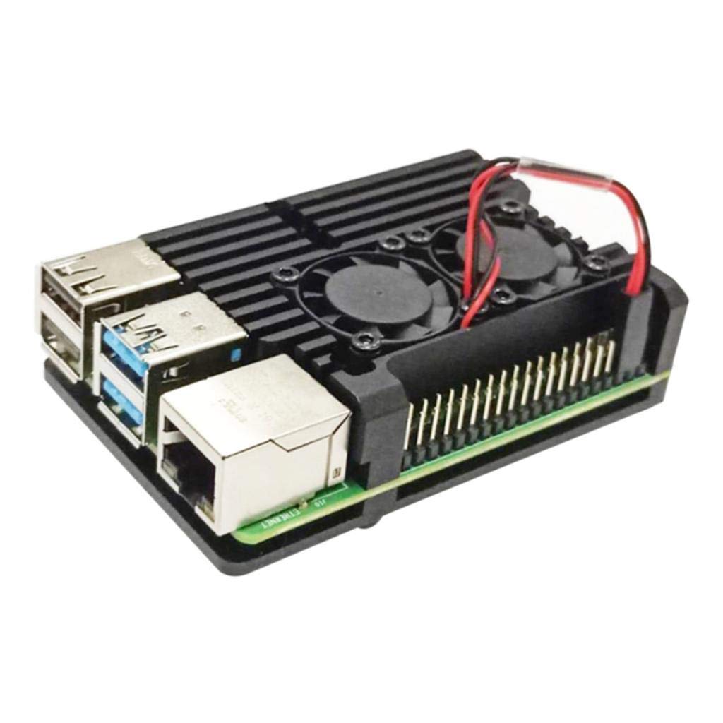 for raspberry pi 4b protect box aluminum alloy case black w/double fans| other business & industrial