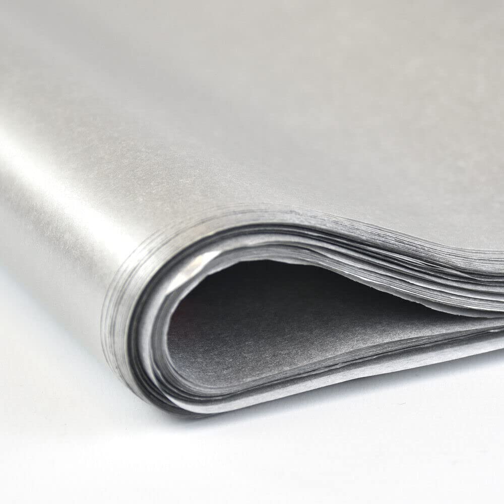 20 Sheets of Metallic Silver Tissue Paper for Gift Wrapping | 75cm x 55cm Coloured Tissue Paper for Arts & Craft, Gift Boxes, Gift Bags | High Quality Tissue Paper for All Occasions & Corporate Events