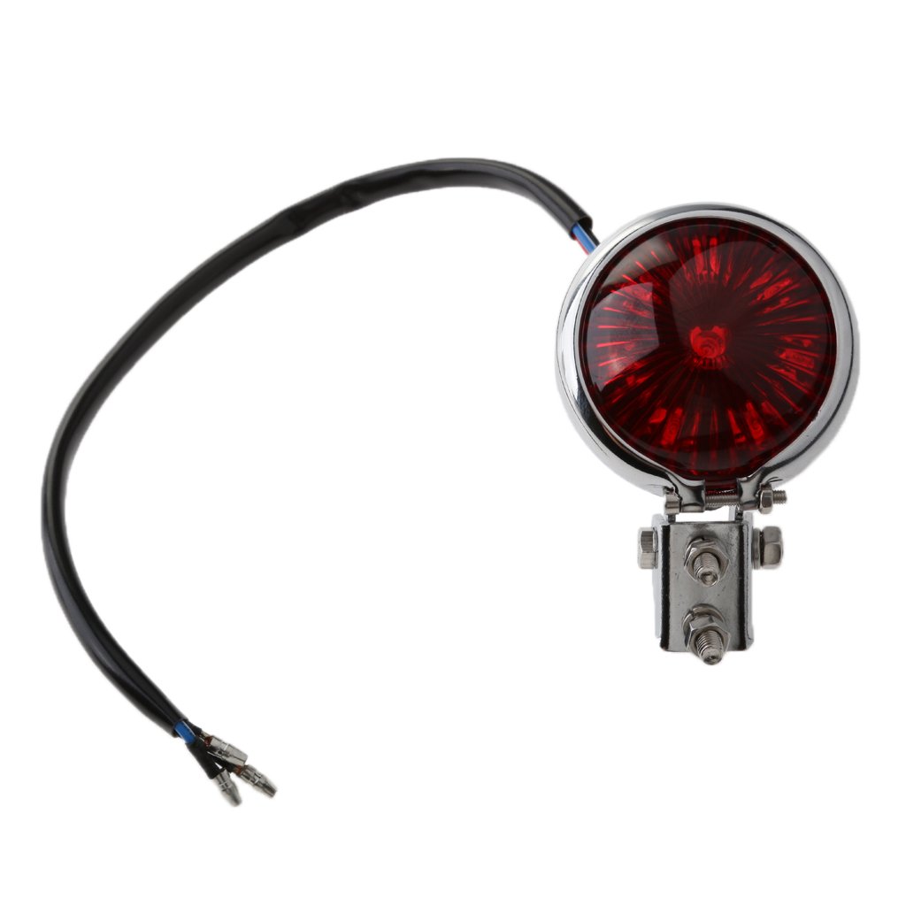 Lyla Motorcycle Chrome LED Stop Tail Light for Custom Streefighter Bobber Red-image-35