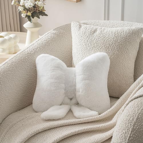 Image of Bow Pillow Throw Pillows Butterfly Shaped Decorative Cute Pillows for Bed Sofa Cute Home Decor,White 10 * 8inch