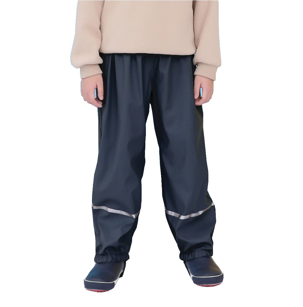 Pantalon de Pluie Enfant PU Doublure en Polaire Garçons Filles Pantalon imperméable Doublé en Molleton Vêtements De Pluie Mixte Enfants Bebe