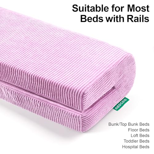 Image of AEOCOO Bed Bumpers for Toddlers, Size 2.3 Ft, Toddler Bed Rail Bumper Protector for Loft Beds & Bunk Beds, Bed Rail Height Extender Bed Guardrail, Anti-Bump | Fall Prevention, Purple