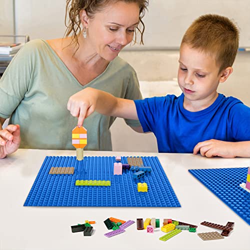 Image of Lekebaby 6 Pack Classic Baseplates 10 inch x 10 inch, Building Base Plates for Building Bricks, 100% Compatible with Major Brands and Activity Table-Baseplate, Sturdy & Safe, Age 3 and up Kids, Blue