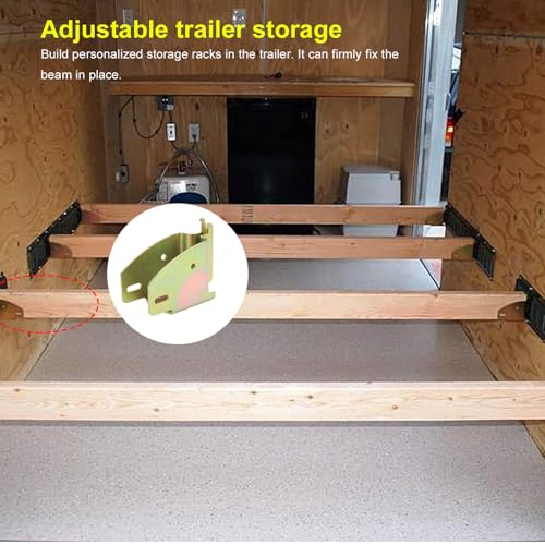 Image of KIMISS 4PCS E Track Wood Beam Brackets for Truck Trailer Van, Heavy Duty Lumber Storage Socket, End Fittings for RV Cargo Trailer Accessories